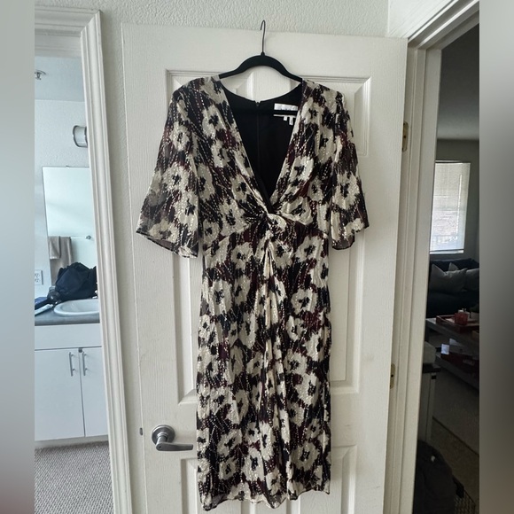 ba&sh Black and Cream Midi Dress - Picture 1 of 12